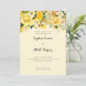 ぶら下がったの黄色の花の黄庭園の結婚式 招待状 (スタンド正面)