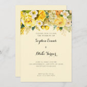 ぶら下がったの黄色の花の黄庭園の結婚式 招待状 (正面/裏面)