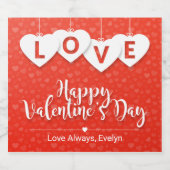 ぶら下がったのLOVE Lettersハッピーバレンタインデー スパークリングワインラベル (シングルラベル)