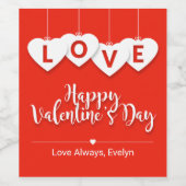 ぶら下がったのLOVE Lettersハッピーバレンタインデー ワインラベル (シングルラベル)