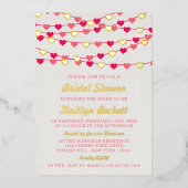 ぶら下がったのString Loveハートブライダルシャワー実在 箔招待状 (正面)