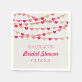 ぶら下がったのString Loveハートブライダルシャワー スタンダードカクテルナプキン (正面)