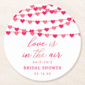 ぶら下がったのString Loveハートブライダルシャワー ラウンドペーパーコースター (正面)