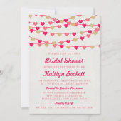 ぶら下がったのString Loveハートブライダルシャワー 招待状 (正面)