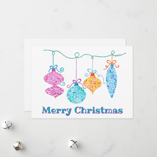 ぶら下がったオーナメントクリスマスカード シーズンカード (正面/裏面インサイチュ)