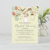 ぶら下がったズメイソンジャー&レトロフラワーズブライダルシャワー 招待状 (スタンド正面)