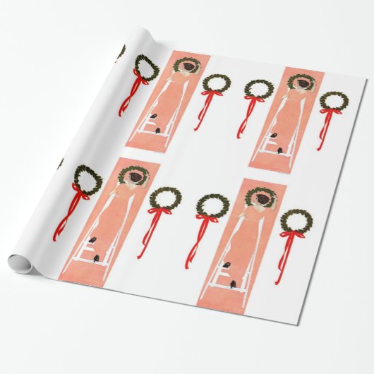 ぶら下がったリース ラッピングペーパー (アンロールド)