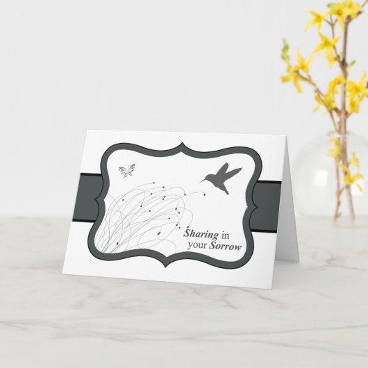 ぶんぶんいう鳥とのあなたの悲哀の悔やみや弔慰の共有 カード (黄色い花)