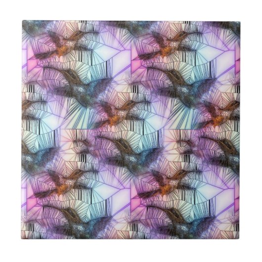 ぶんぶんいう鳥のステンドグラス タイル (正面)