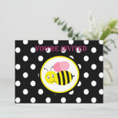 ぶんぶんうなるのまわりにの招待状-ピンク/黒 招待状 (スタンド正面)