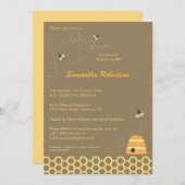 ぶんぶんうなる蜂のベビーシャワーの招待状 招待状 (正面/裏面)