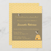 ぶんぶんうなる蜂の誕生日の招待状 招待状 (正面/裏面)