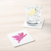 ぶ飛んでいるた、ぶたアート、ぶたのだ。 スクエアペーパーコースター (インサイチュ)