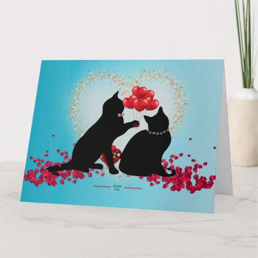ぷにゅラブ - 猫のバレンタイン風船 - ギフトバッグ カード (正面)