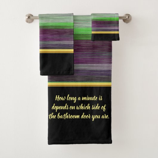 ~へのコンテンポラリー緑紫色の灰色の抽象芸術 バスタオルセット (インサイチュ)