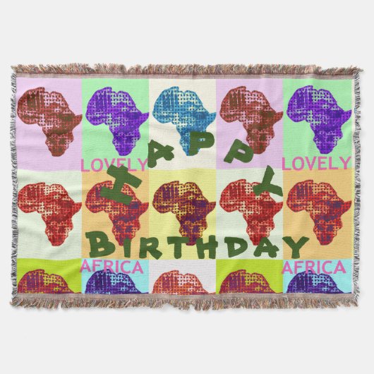 ～への愛らしいアフリカハッピーバースデー祝 スローブランケット (正面)