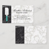 へら |金ゴールド白大理石 |黒い大理石 名刺 (正面/裏面)