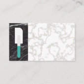 へら |金ゴールド白大理石 |黒い大理石 名刺 (裏面)