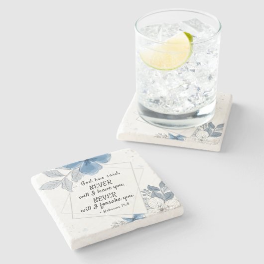 へブル13:5わたしはあなた離れを決して ストーンコースター (横)