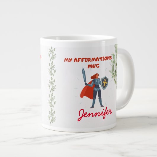 へブル13:6はっきりした肯定恐れなしイエスカスタム様 ジャンボコーヒーマグカップ (正面右)