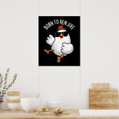 へ生まれHen Jiveチキンおもしろいプリン濃色BG ポスター (キッチン)