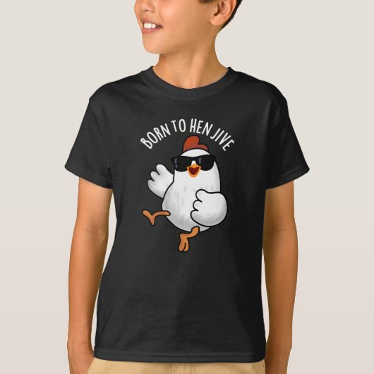 へ生まれHen Jiveチキンおもしろいプリン濃色BG Tシャツ (正面)