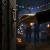 ほうきが合えば乗りな Halloween 魔女デザイン キーホルダー