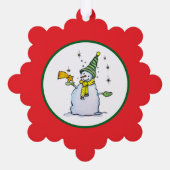 ほうきと星の雪だるまのクリスマスオーナメント オーナメントカード (裏面)