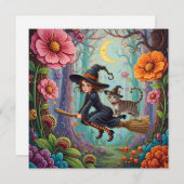 ほうきと猫の魔女 ハロウィン シーズンカード (正面/裏面)