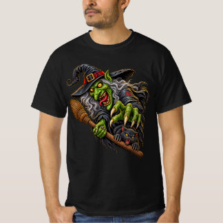 ほうきと黒猫のいる怖い魔女 Tシャツ