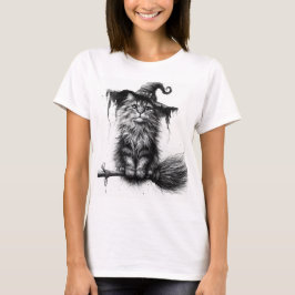 ほうきに乗った猫 Tシャツ