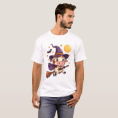 ほうきに乗った魔女牛 Tシャツ (正面フル)