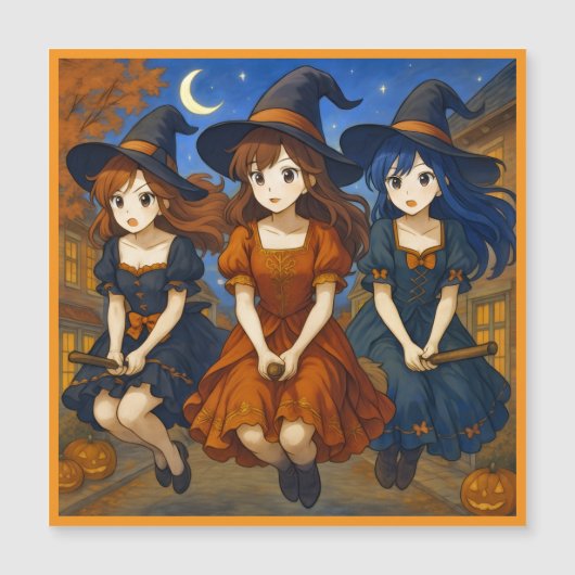 ほうきに乗って飛ぶ魔女 (正面)