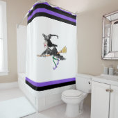 ほうきのシャワーカーテンの上の魔女 シャワーカーテン (インサイチュ)