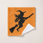 ほうきのシルエットバスタオルセットの魔女 バスタオルセット (ウォッシュタオル)