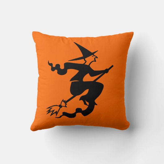 ほうきのハロウィンの装飾の枕|魔法使い クッション (裏面)