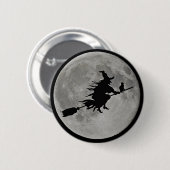 ほうきのハロウィンの魔法使いボタンの満月の魔法使い 缶バッジ (正面&裏面)