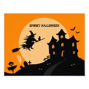ほうきのハロウィンの魔法使い フォトプリント
