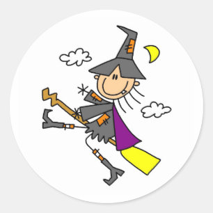ほうきのハロウィンの魔法使い ラウンドシール