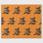 ほうきのハロウィンラッピング紙の魔女 ラッピングペーパー (フラット)