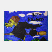 ほうきのハロウィーンの醜い魔女 ドアマット (正面)
