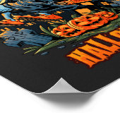 ほうきのポスターに描かれた怖い魔女 ポスター (角)