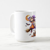 ほうきの可愛い魔女と子猫 コーヒーマグカップ (正面左)