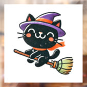 ほうきの可愛飛んでいるい魔女猫 – ハロウィーン ウィンドウサイン (シート2)