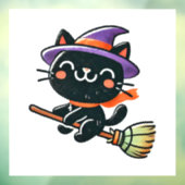 ほうきの可愛飛んでいるい魔女猫 – ハロウィーン ウィンドウサイン (シート3)