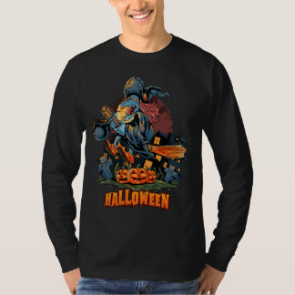 ほうきの怖い魔女長袖 Tシャツ