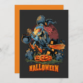 ほうきの恐ろしい魔女 招待状 (正面/裏面)