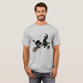 ほうきの柄のハロウィンの魔法使い Tシャツ (正面フル)