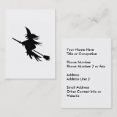 ほうきの柄の魔法使いのシルエット 名刺 (正面/裏面)