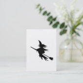 ほうきの柄の魔法使いのシルエット 名刺 (スタンド正面)